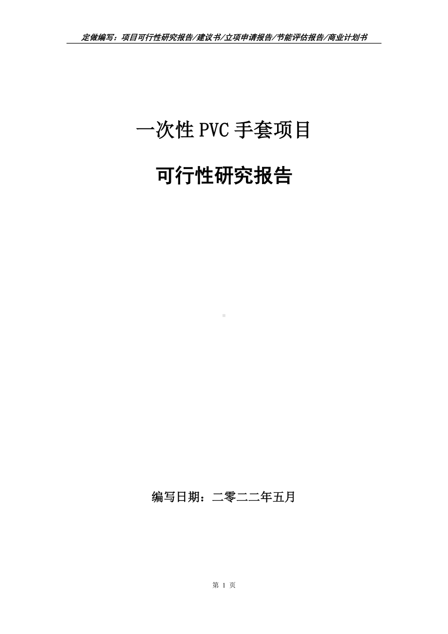 一次性PVC手套项目可行性报告（写作模板）.doc_第1页