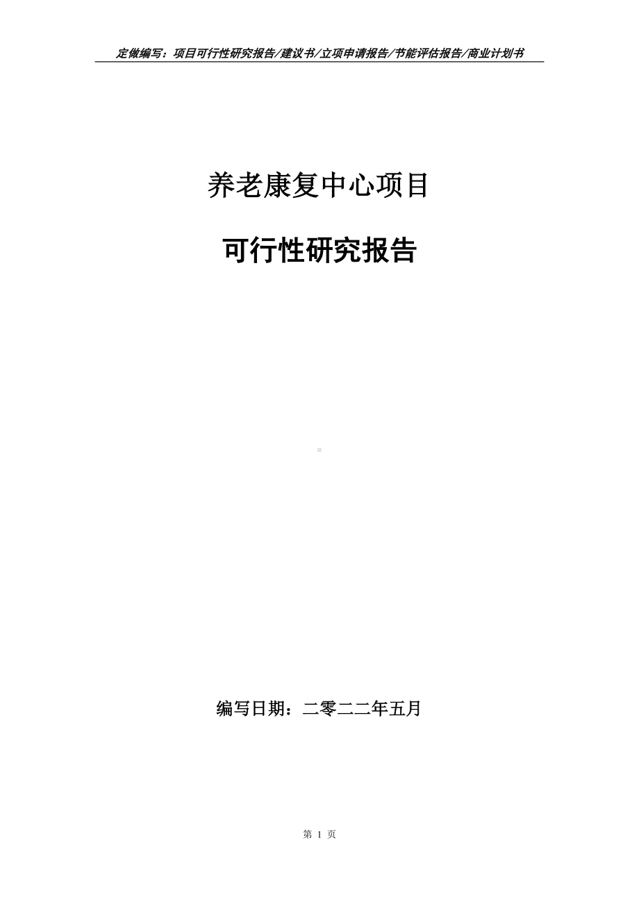 养老康复中心项目可行性报告（写作模板）.doc_第1页