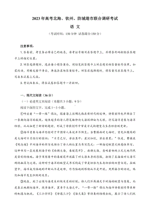 广西北海、钦州、防城港市2023届高三联合调研考试 语文试题含答案.pdf