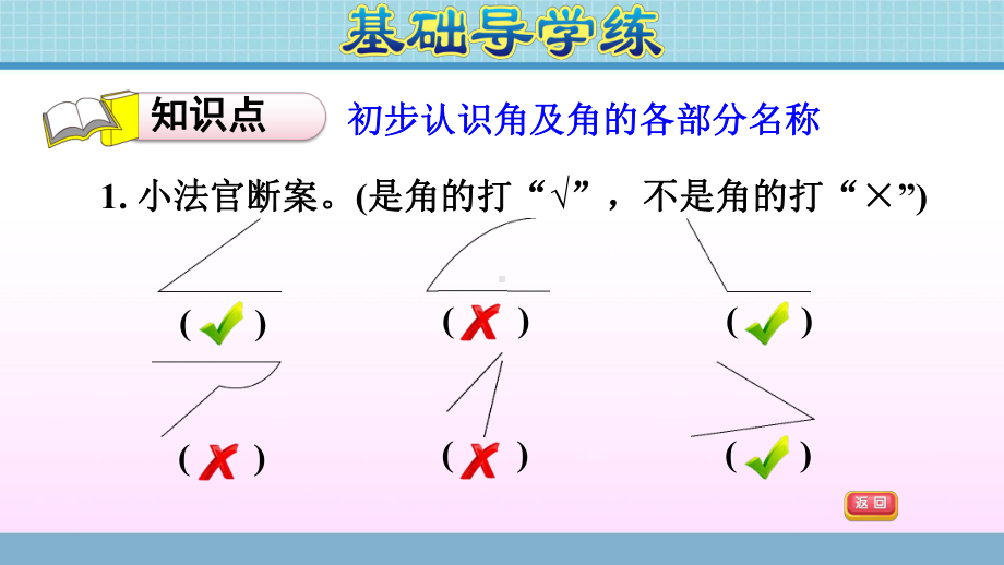 二年级上册数学作业课件 第三单元 第1课时 角的认识及角的各部分名称 青岛版（2014秋） (共7张PPT).ppt_第3页