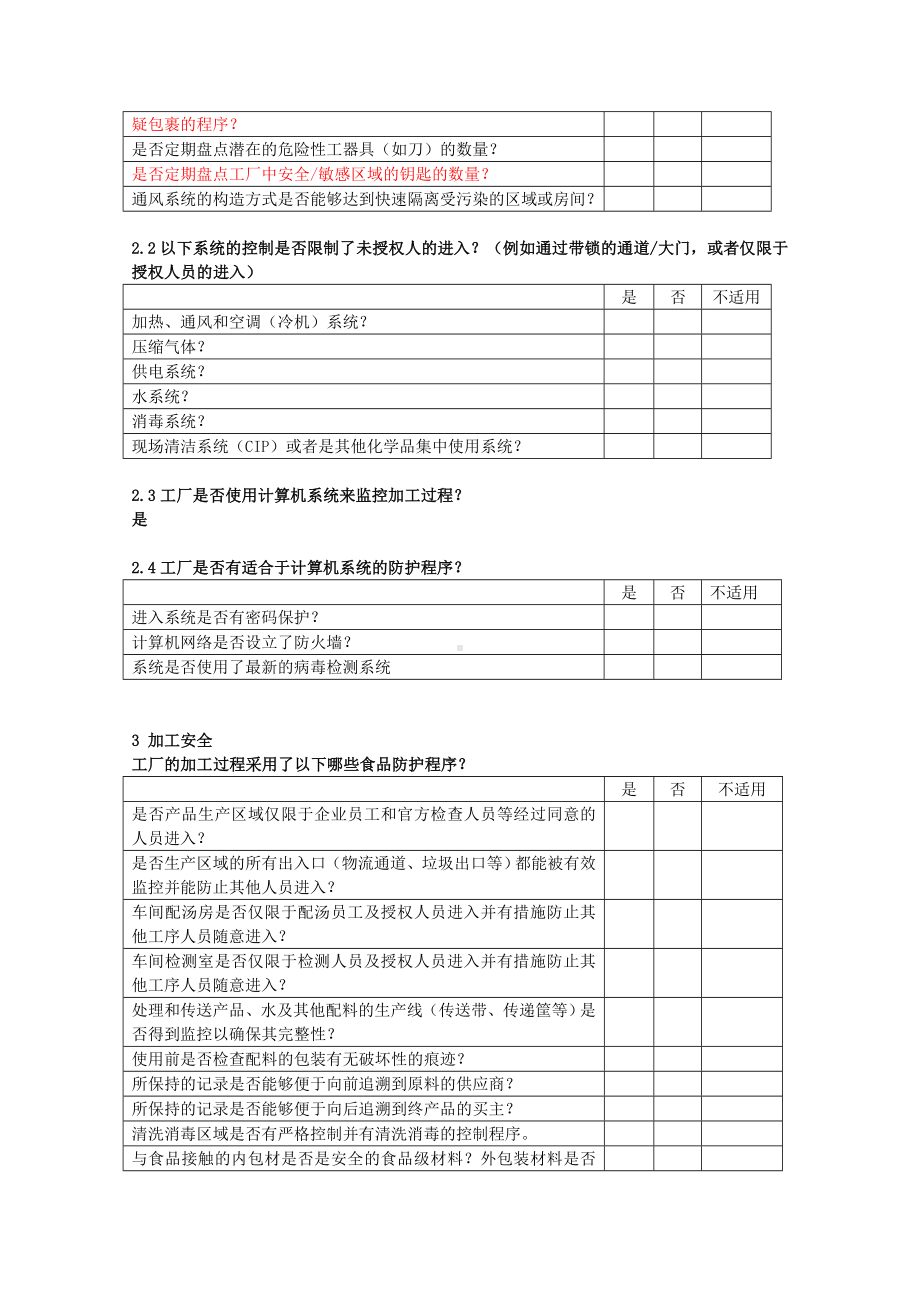 食品安全因素评价表以及幼儿园食品安全防护自查表.doc_第2页