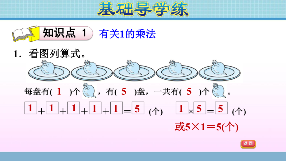 二年级上册数学作业课件-第一单元 1.4　有关1和0的乘法 青岛版（2014秋） (共9张PPT).ppt_第3页