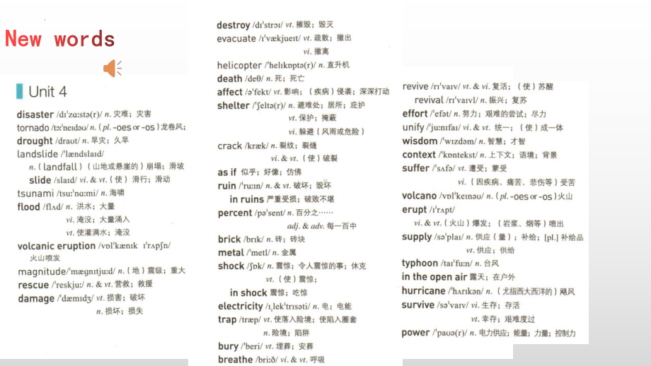 Unit 4 Natural Disasters Vocabulary （ppt课件）-2022新人教版（2019）《高中英语》必修第一册.pptx_第2页