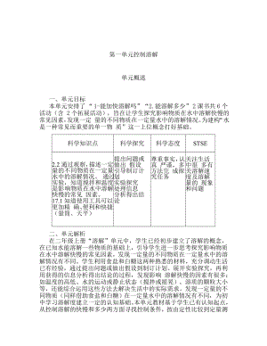 2023新湘科版三年级下册《科学》第一单元 控制溶解 单元概述.doc