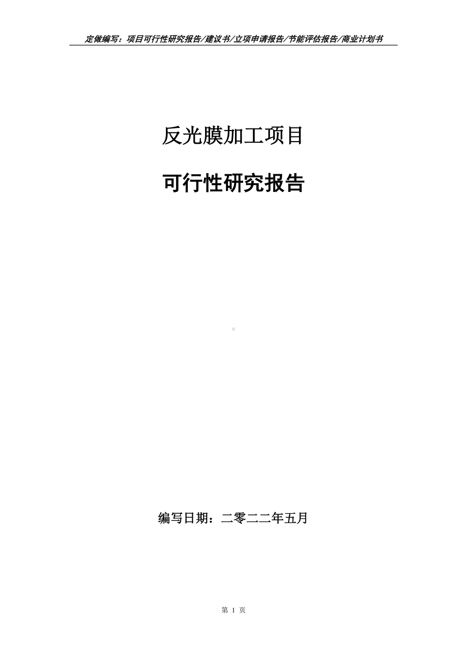 反光膜加工项目可行性报告（写作模板）.doc_第1页