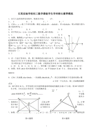 广东省佛山市南海区石英实验学校2022-2023学年九年级下学期核心素养数学模拟.docx