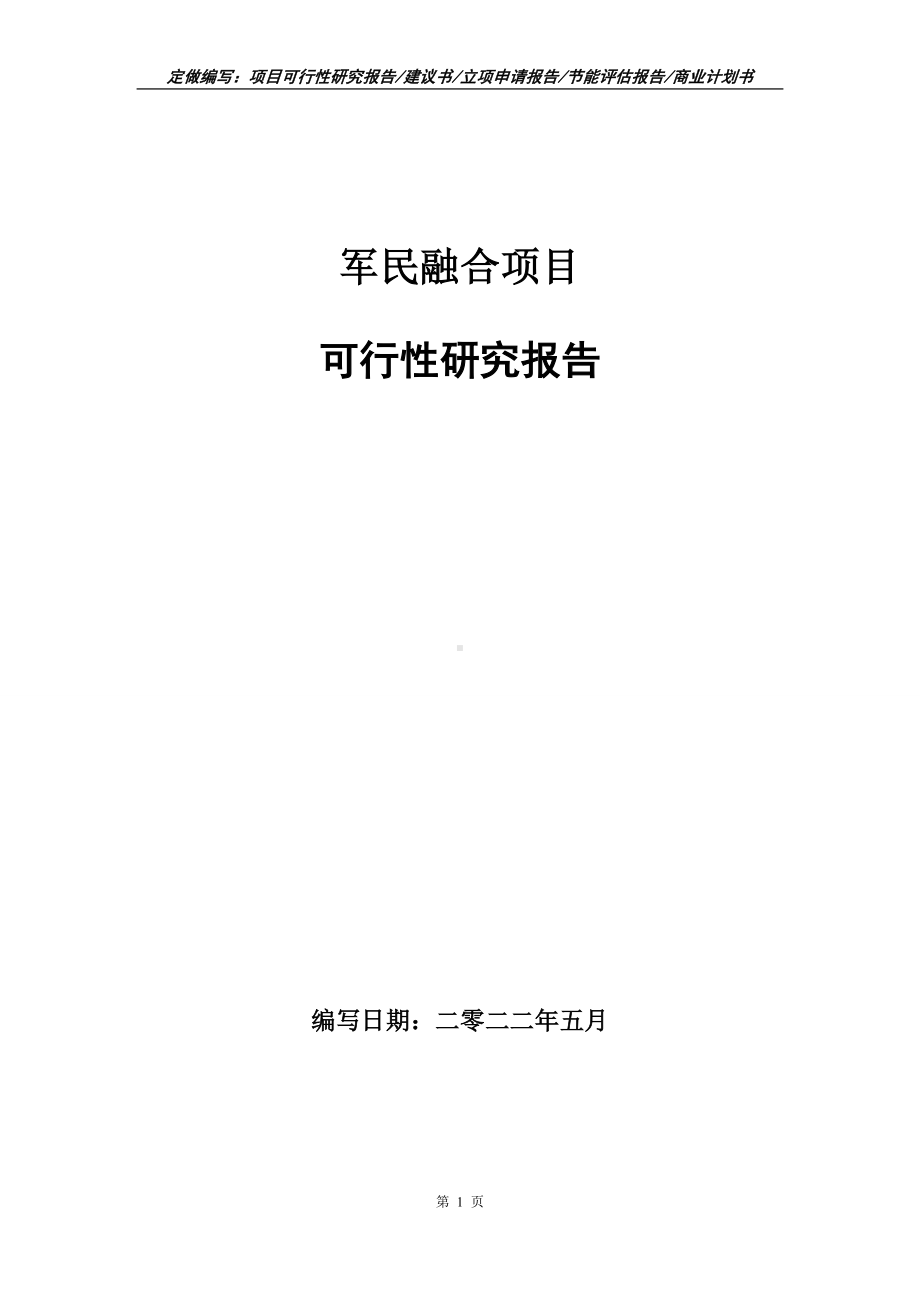 军民融合项目可行性报告（写作模板）.doc_第1页