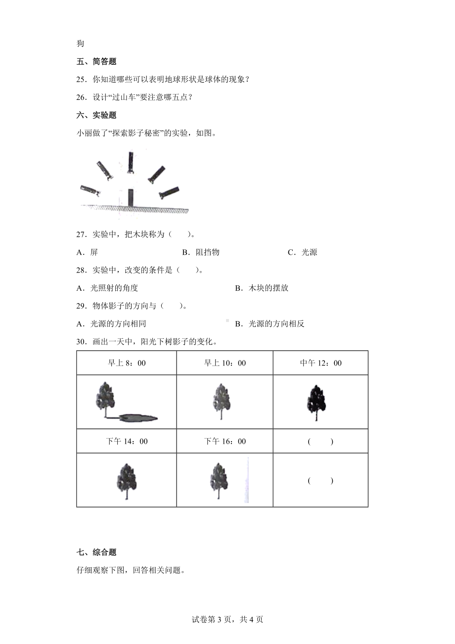 2023新教科版三年级下册《科学》期末过关检测卷B（含答案）.docx_第3页