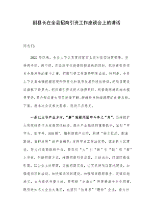 副县长在全县招商引资工作座谈会上的讲话.docx