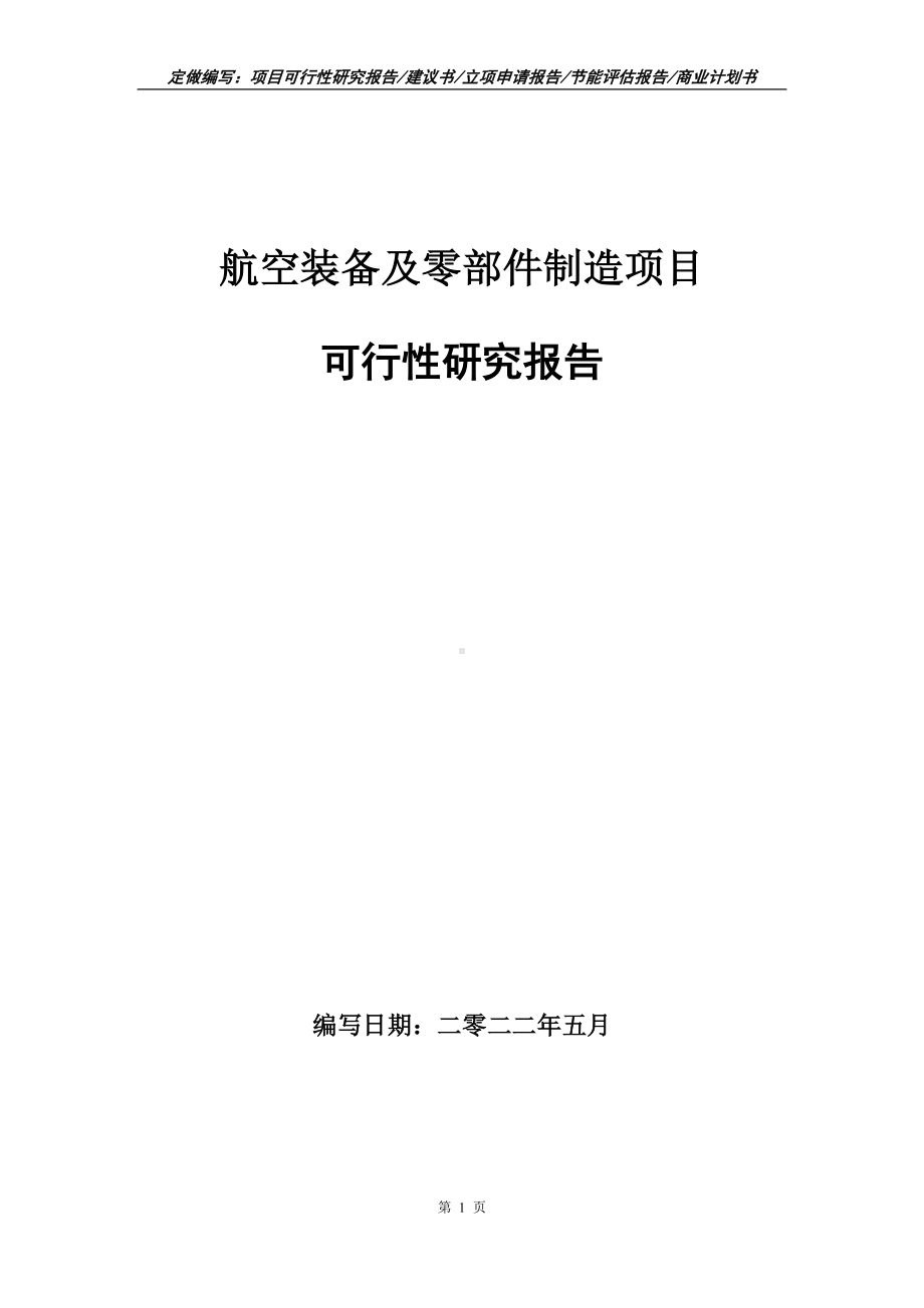 航空装备及零部件制造项目可行性报告（写作模板）.doc_第1页