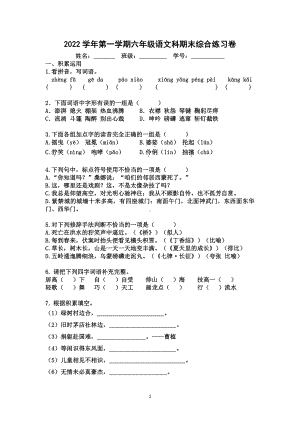 广东省广州市番禺区南洋里学校2022-2023六年级上学期期末语文试卷.pdf