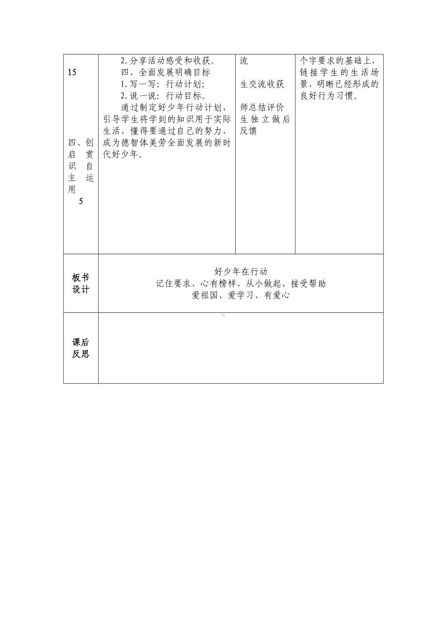 学生读本（小学低年级）第6讲第2课时《好少年在行动》教案（表格式）.docx_第2页