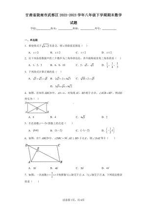 甘肃省陇南市武都区2022-2023学年八年级下学期期末数学试题.pdf