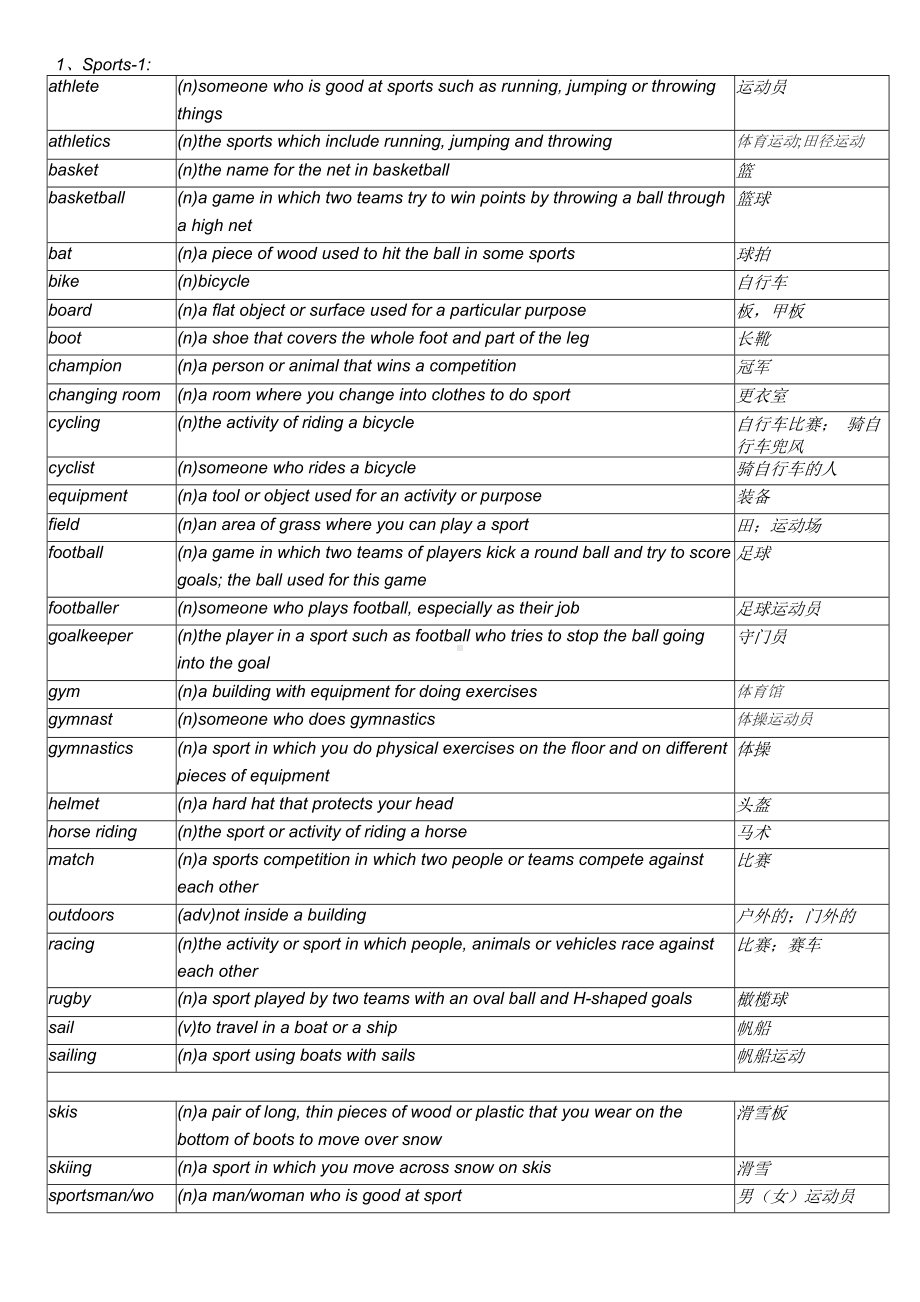 PET分类词汇表英英翻译(自排版).docx_第1页