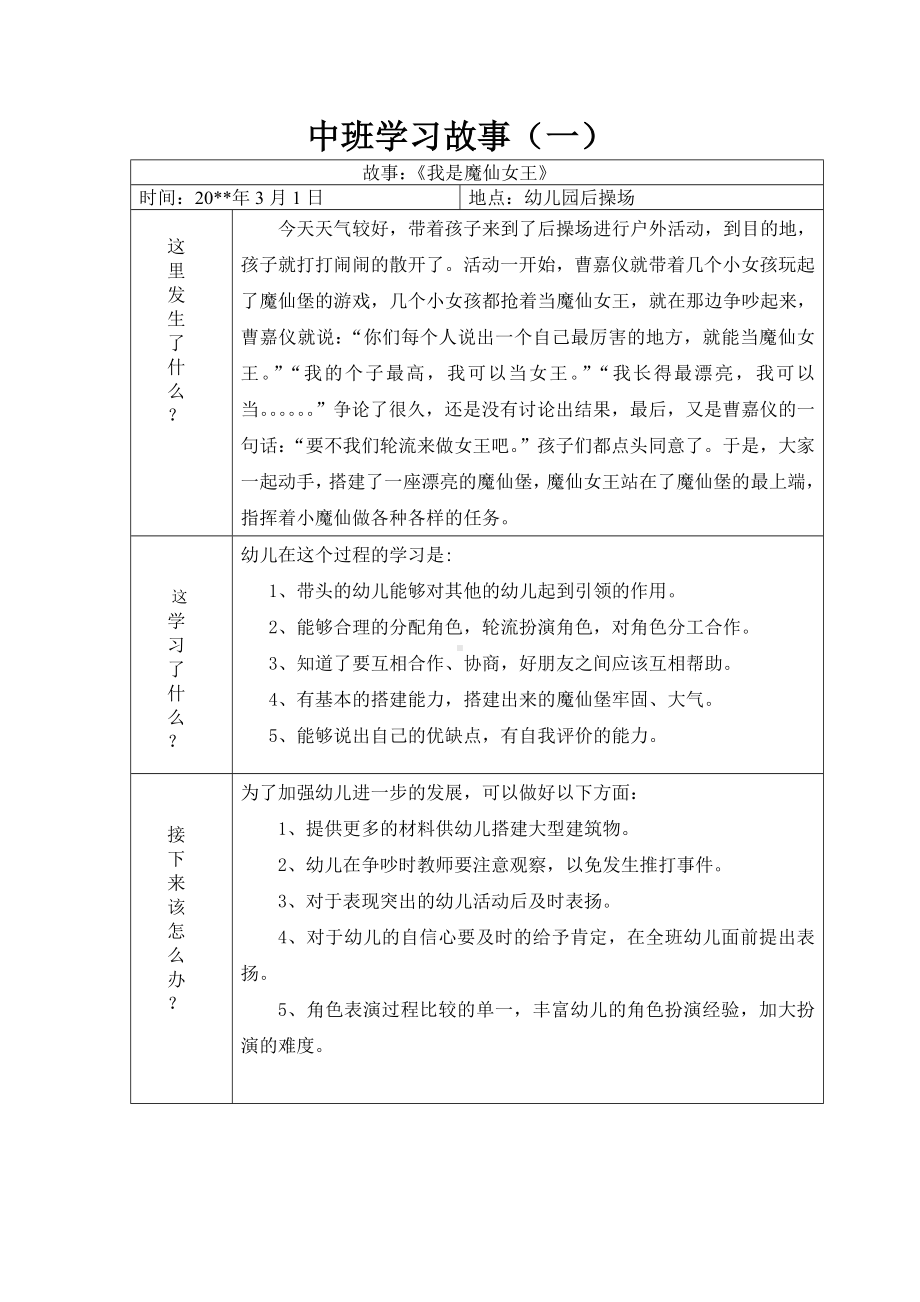 幼儿园中班下学期学习故事课案（10篇）.doc_第1页