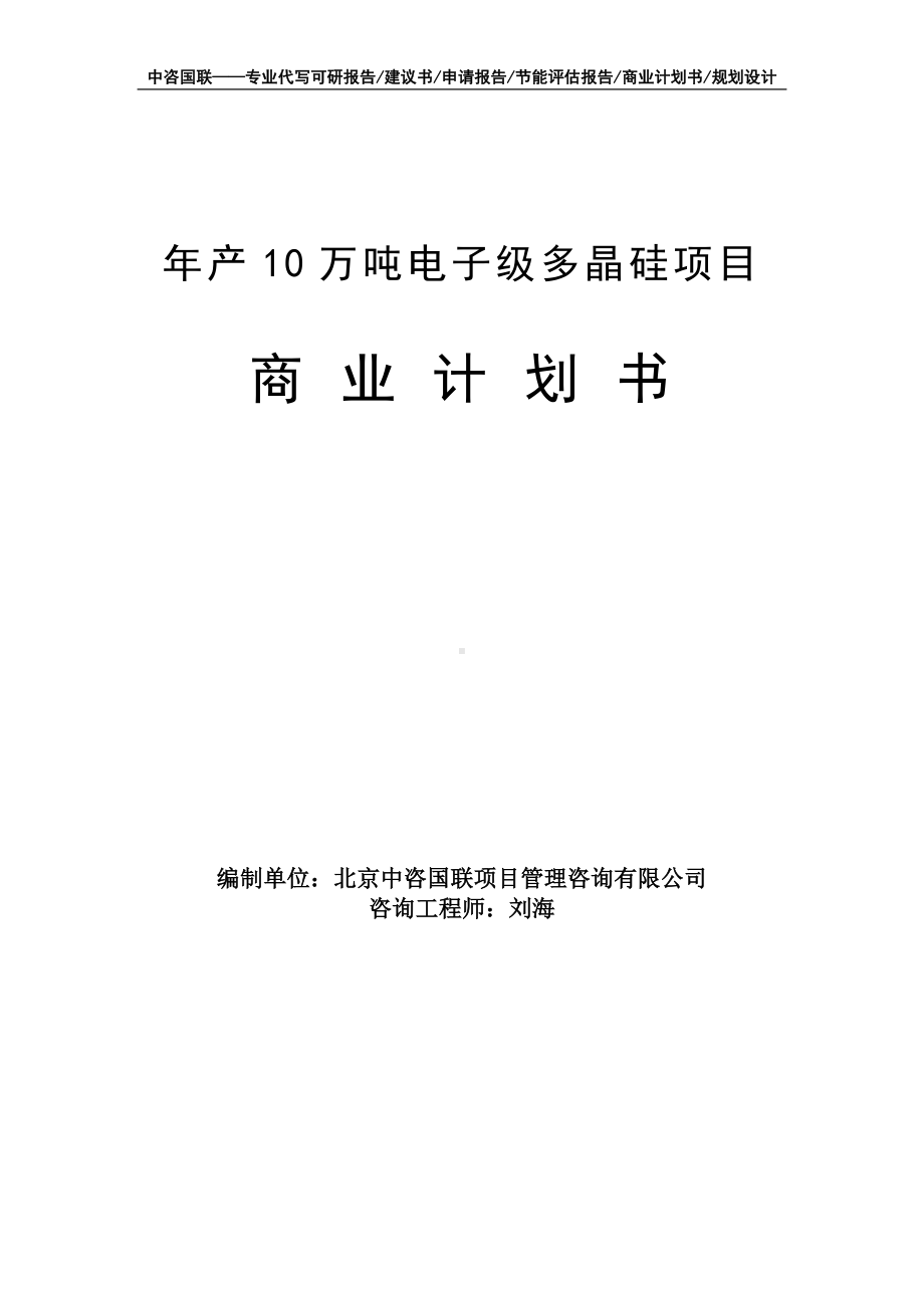 年产10万吨电子级多晶硅项目商业计划书写作模板-融资招商.doc_第1页