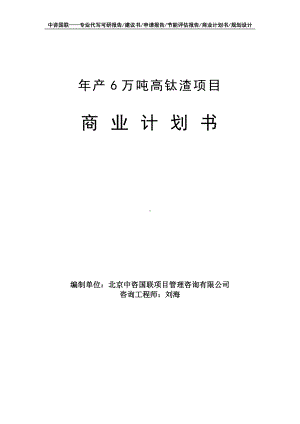 年产6万吨高钛渣项目商业计划书写作模板-融资招商.doc