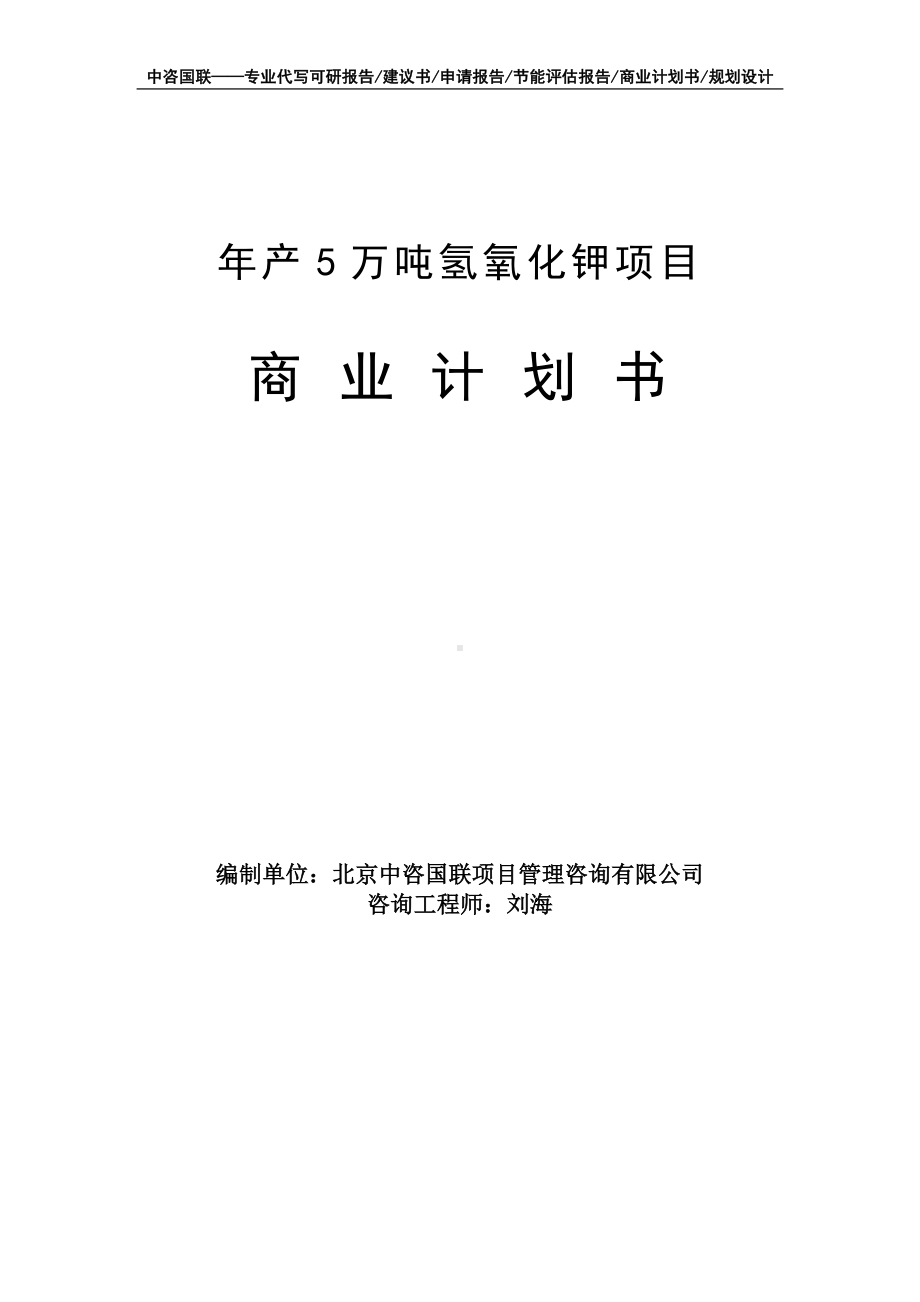 年产5万吨氢氧化钾项目商业计划书写作模板-融资招商.doc_第1页