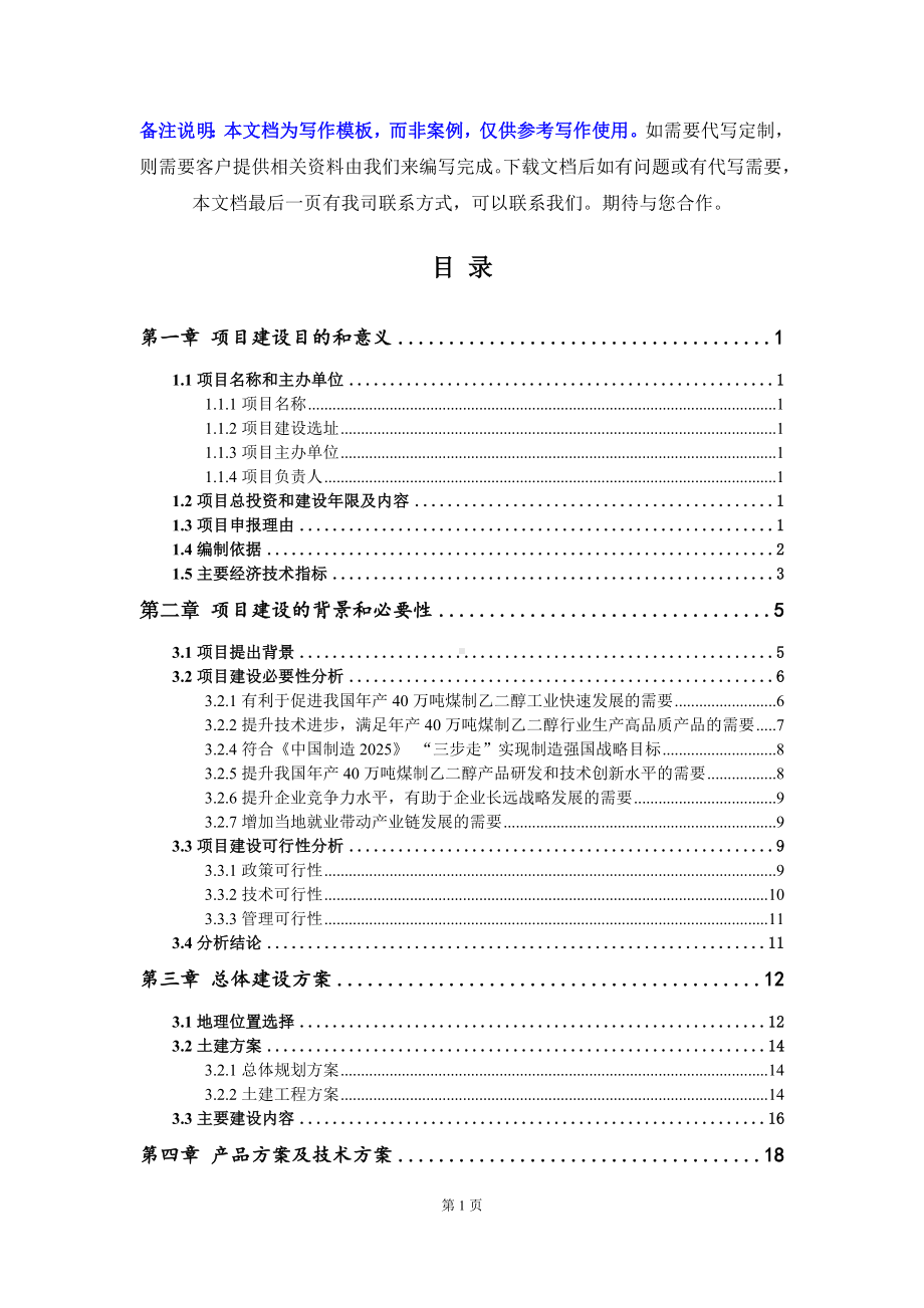 年产40万吨煤制乙二醇项目建议书-写作模板.doc_第2页