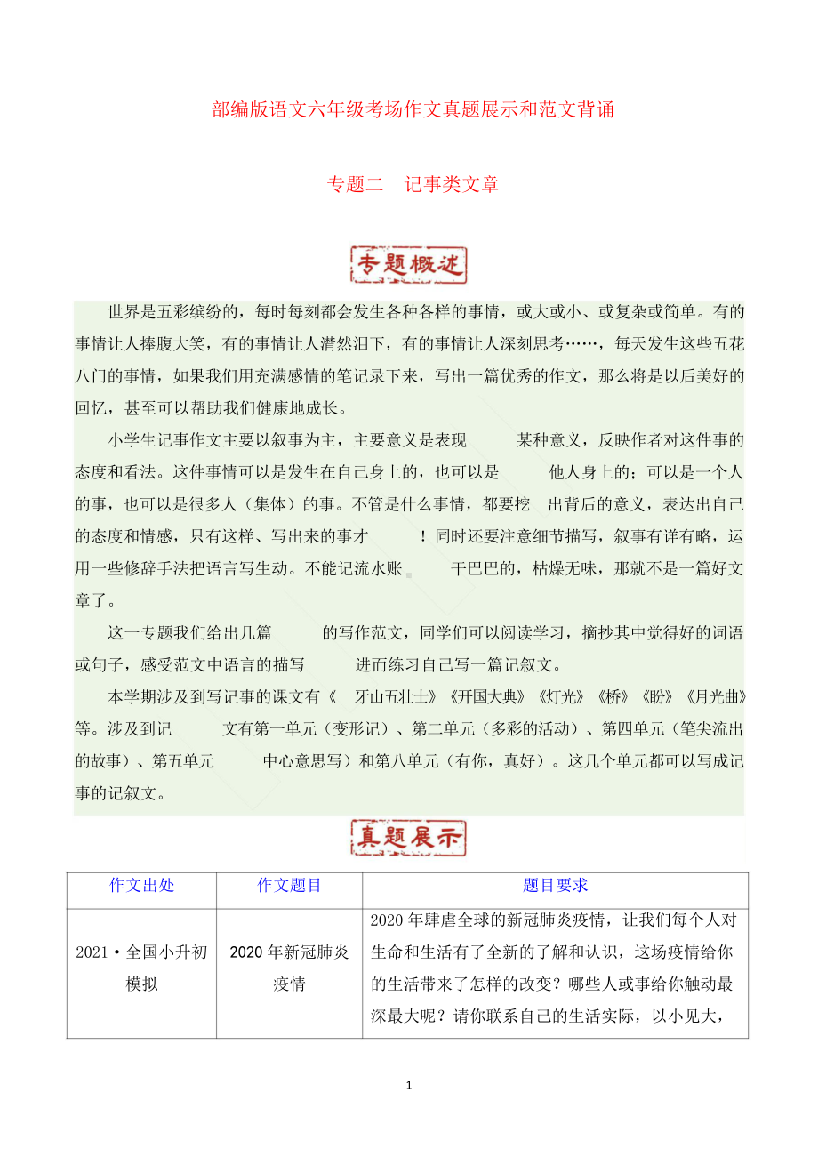 （考场作文）六上考场作文专题二 记事类文章.docx_第1页