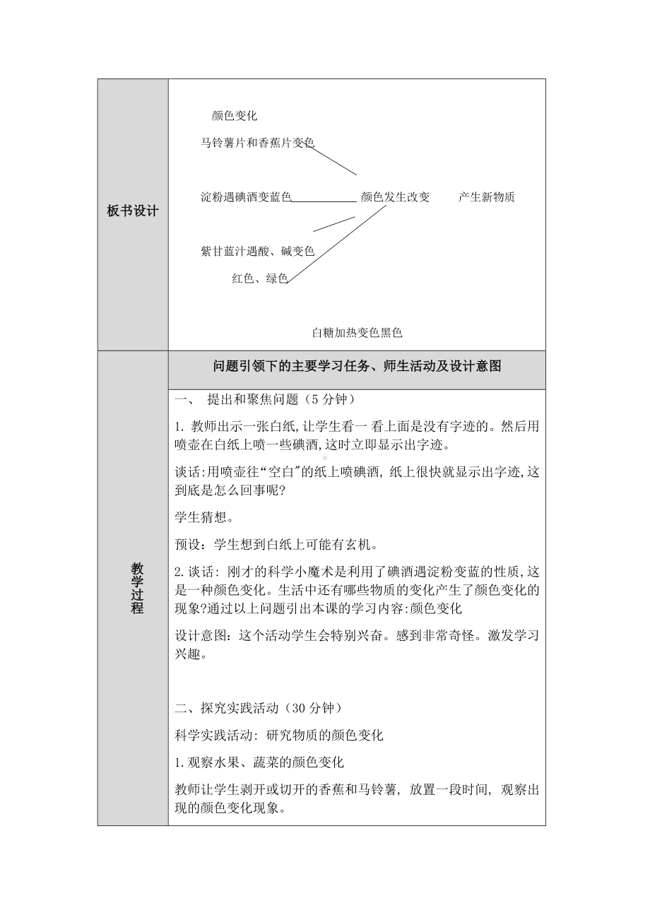 2023新人教鄂教版科学六年级上册一单元3课《颜色变化》教案 （表格式）.docx_第2页