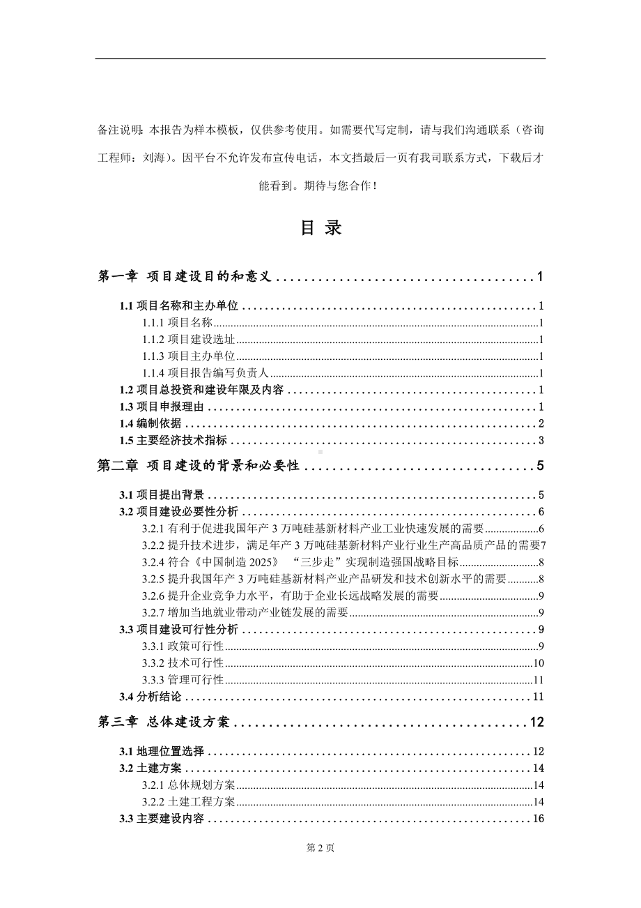 年产3万吨硅基新材料产业项目建议书写作模板.doc_第2页