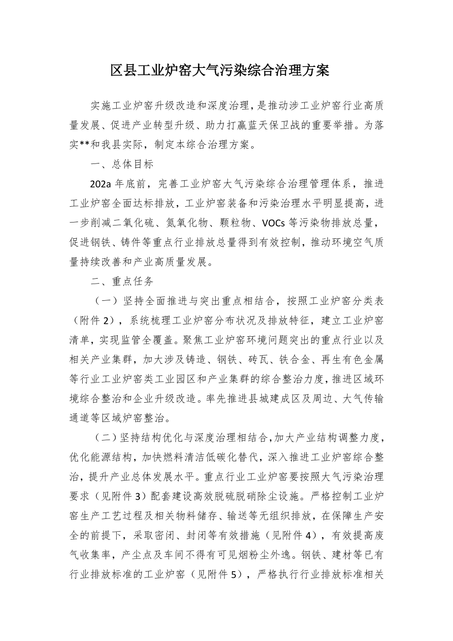 区县工业炉窑大气污染综合治理方案 .docx_第1页