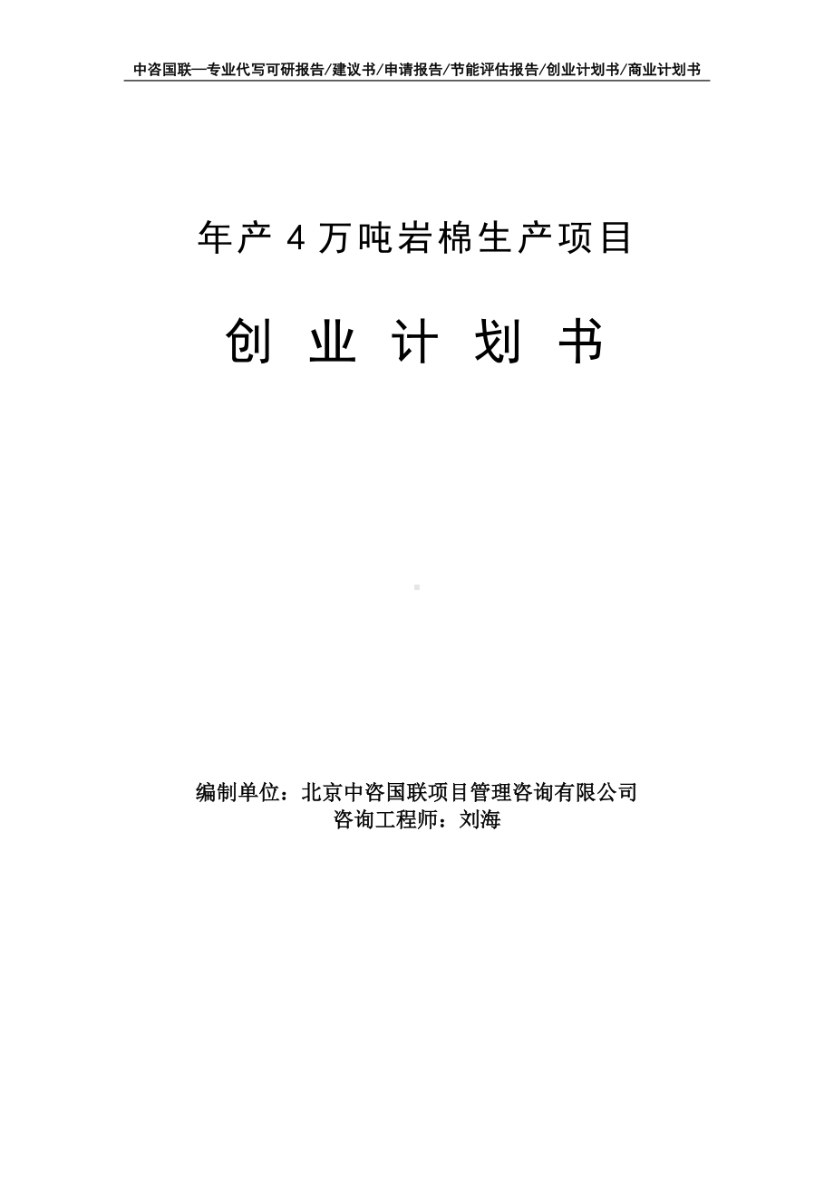 年产4万吨岩棉生产项目创业计划书写作模板.doc_第1页