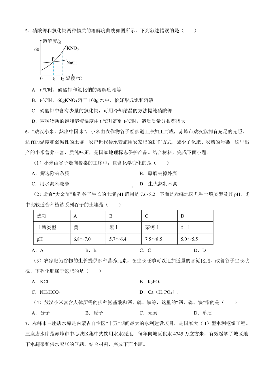 内蒙古赤峰市2023年中考化学真题(附参考答案).pdf_第2页