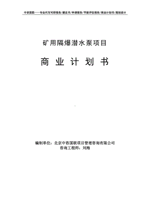 矿用隔爆潜水泵项目商业计划书写作模板-融资招商.doc