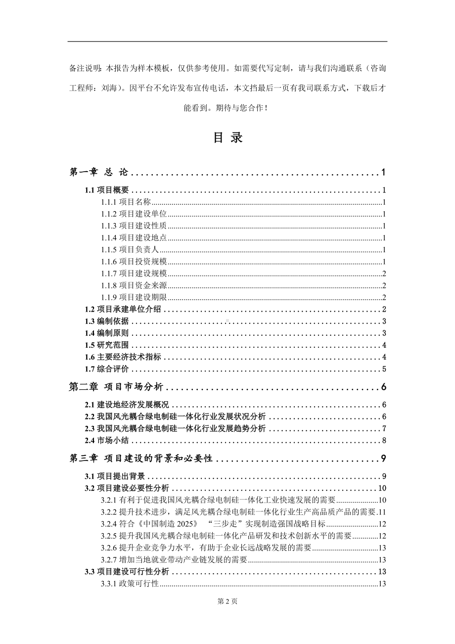 风光耦合绿电制硅一体化项目可行性研究报告模板立项审批.doc_第2页