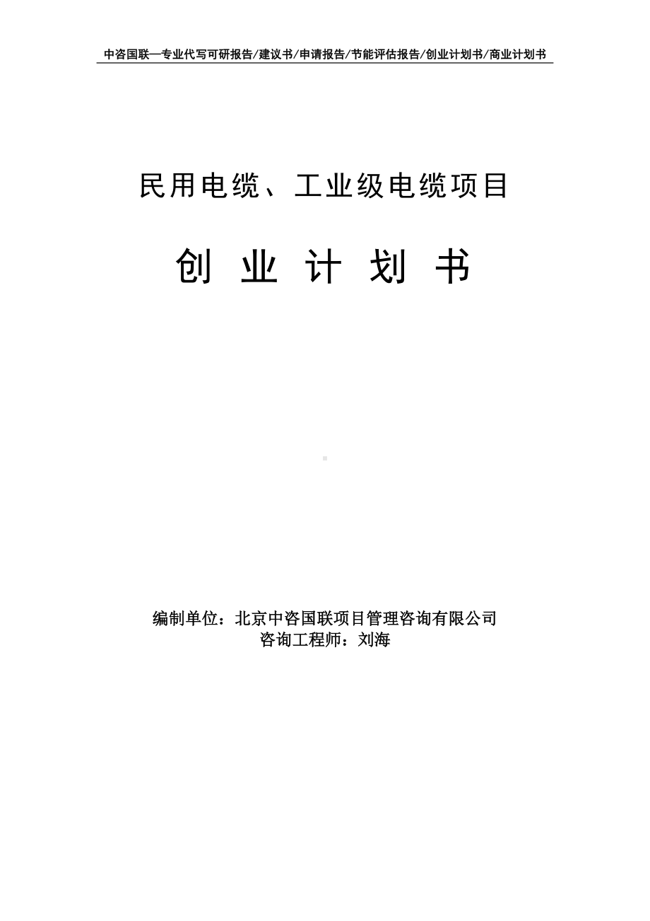 民用电缆、工业级电缆项目创业计划书写作模板.doc_第1页