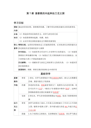 第7课 基督教的兴起和法兰克王国同步学案 答案版.docx