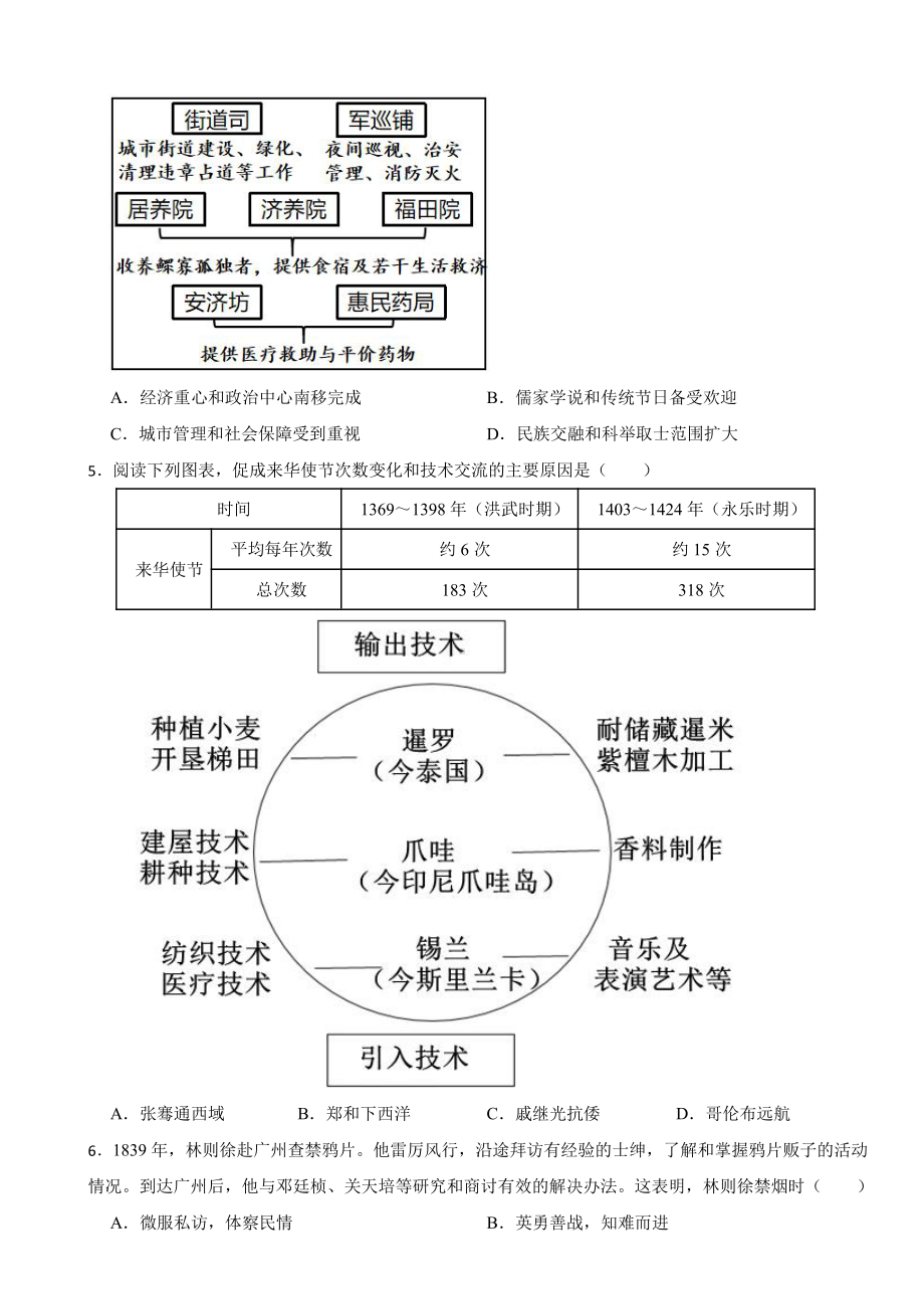 湖北省武汉市2023年中考历史真题试卷(附参考答案).pdf_第2页