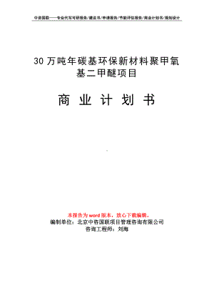 30万吨年碳基环保新材料聚甲氧基二甲醚项目商业计划书写作模板-融资.doc