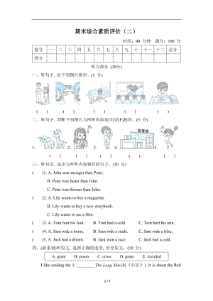 人教PEP版英语六年级下册 期末综合素质评价（二）.doc