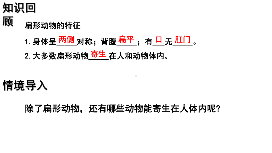 人教版生物八年级上册 5.1.2线形动物和环节动物（课件）.pptx_第2页