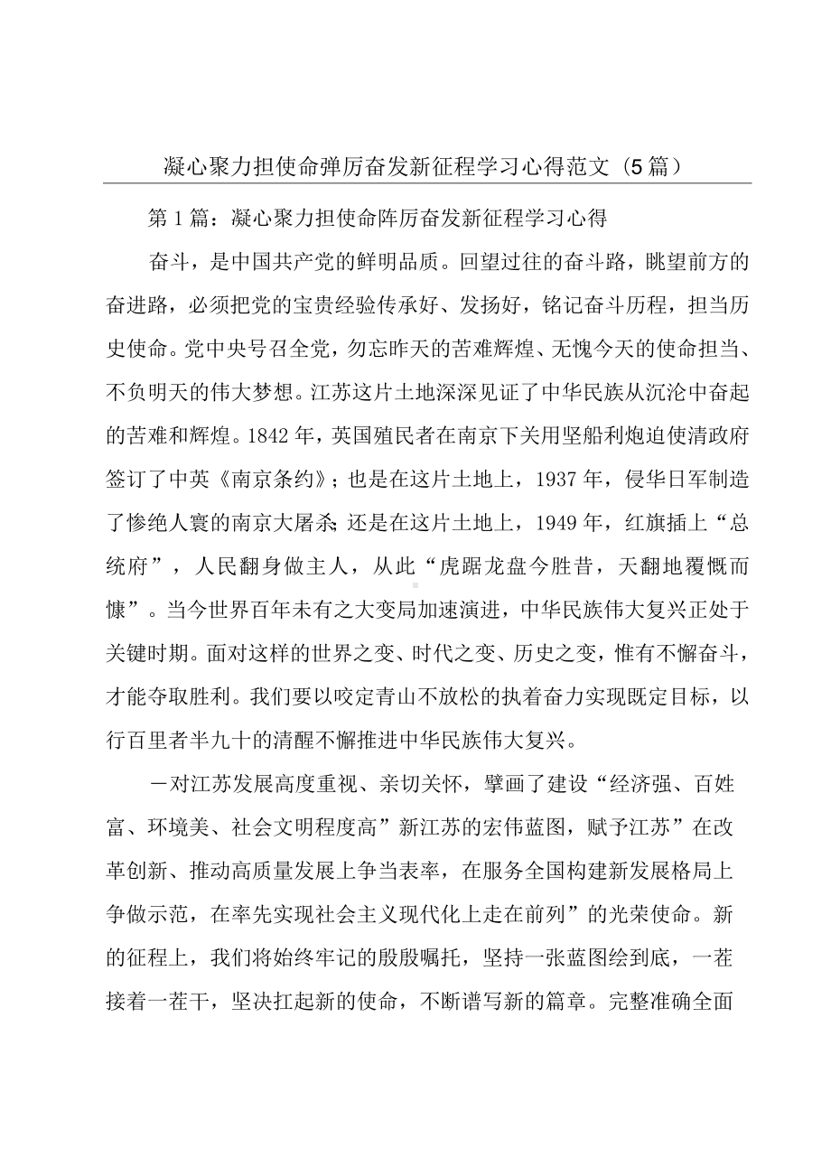 凝心聚力担使命踔厉奋发新征程学习心得范文(5篇).docx_第1页