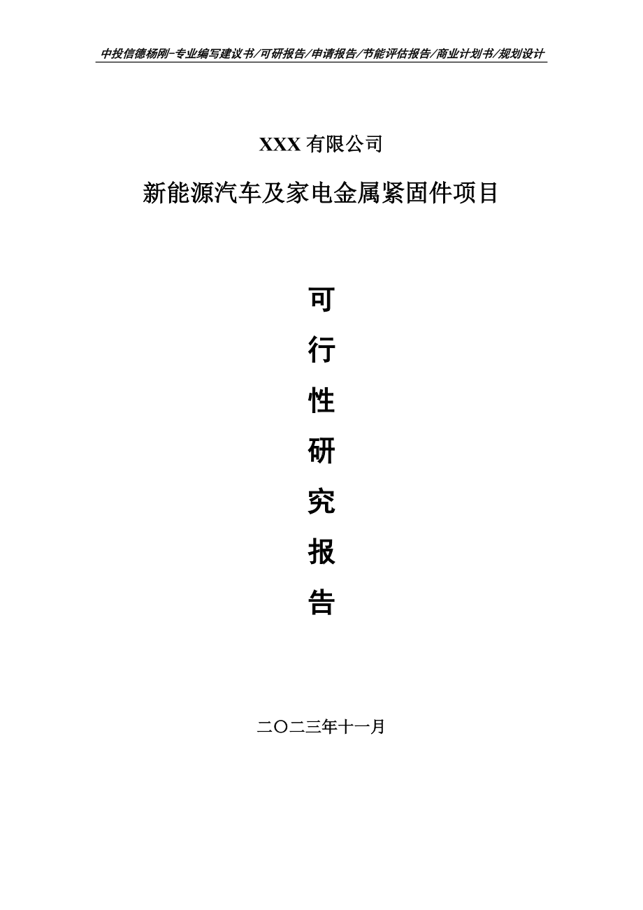 新能源汽车及家电金属紧固件可行性研究报告申请备案.doc_第1页