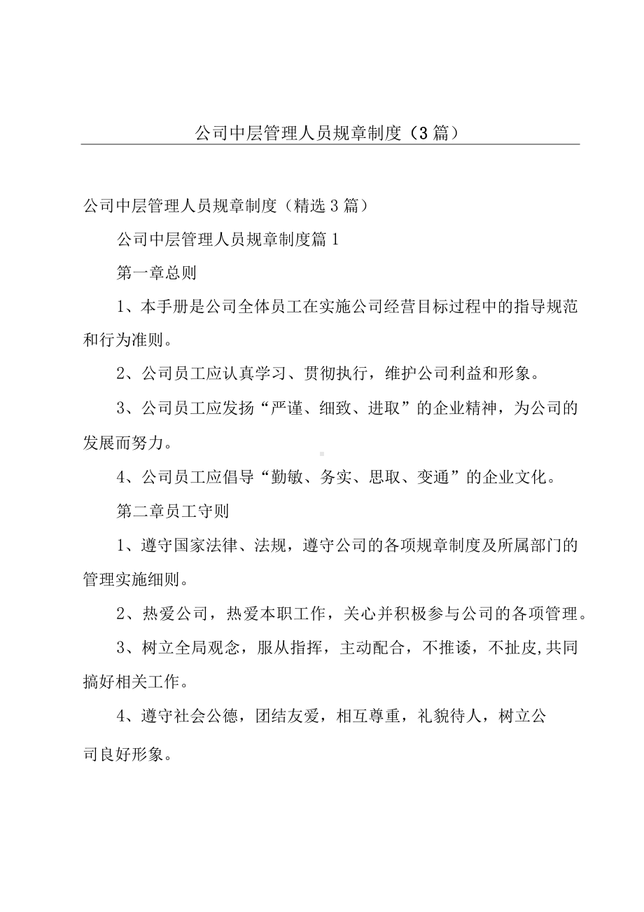 公司中层管理人员规章制度（3篇）.docx_第1页