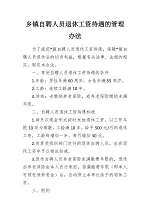 自聘人员退休工资待遇的管理办法.docx