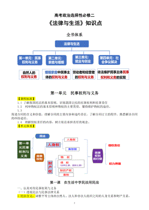 高中政治部编版选择性必修二《法律与生活》知识点整理（2023秋新版）.doc