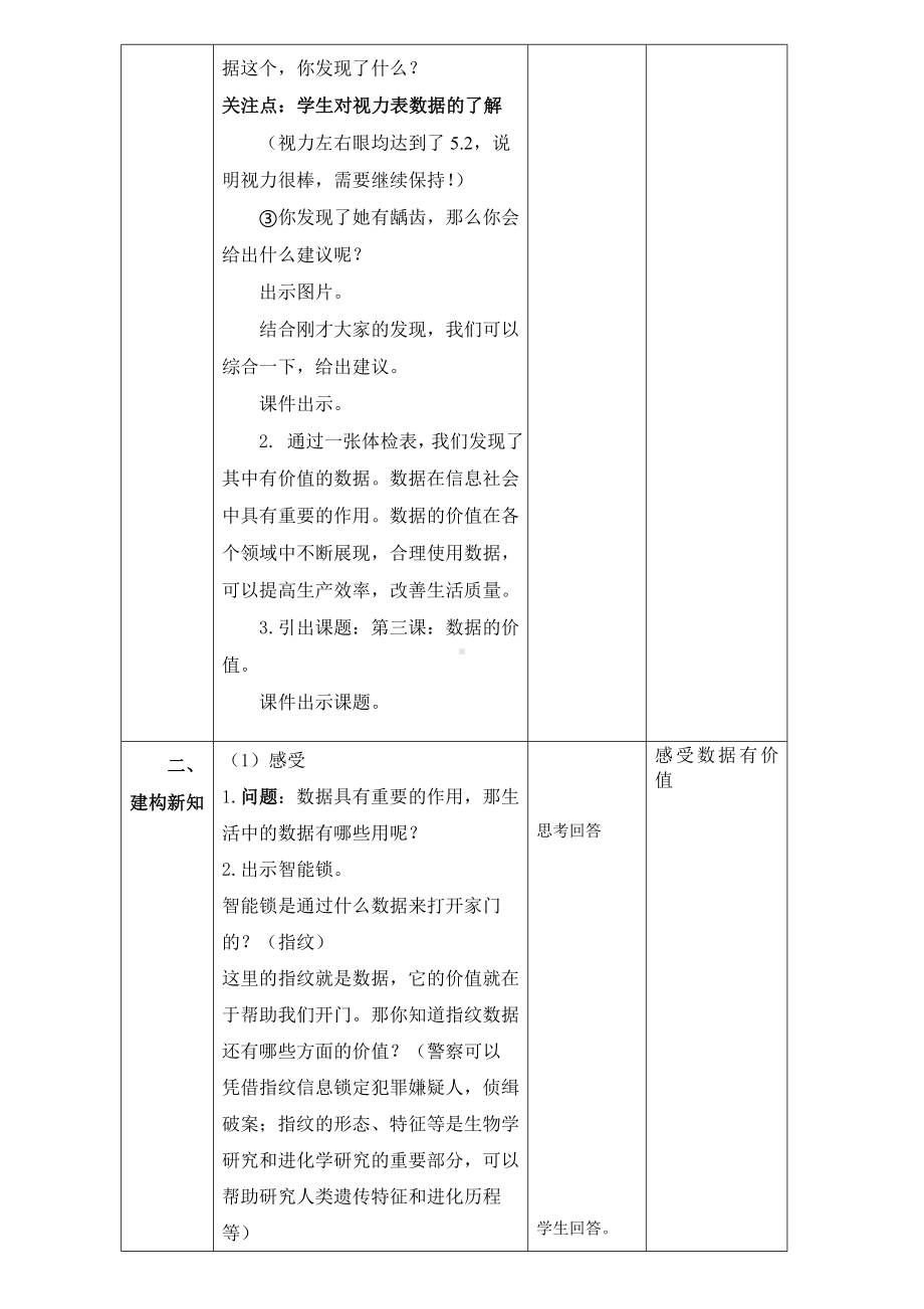 第3课 数据的价值 教案（表格式） -2023新浙教版信息科技四年级上册.doc_第2页