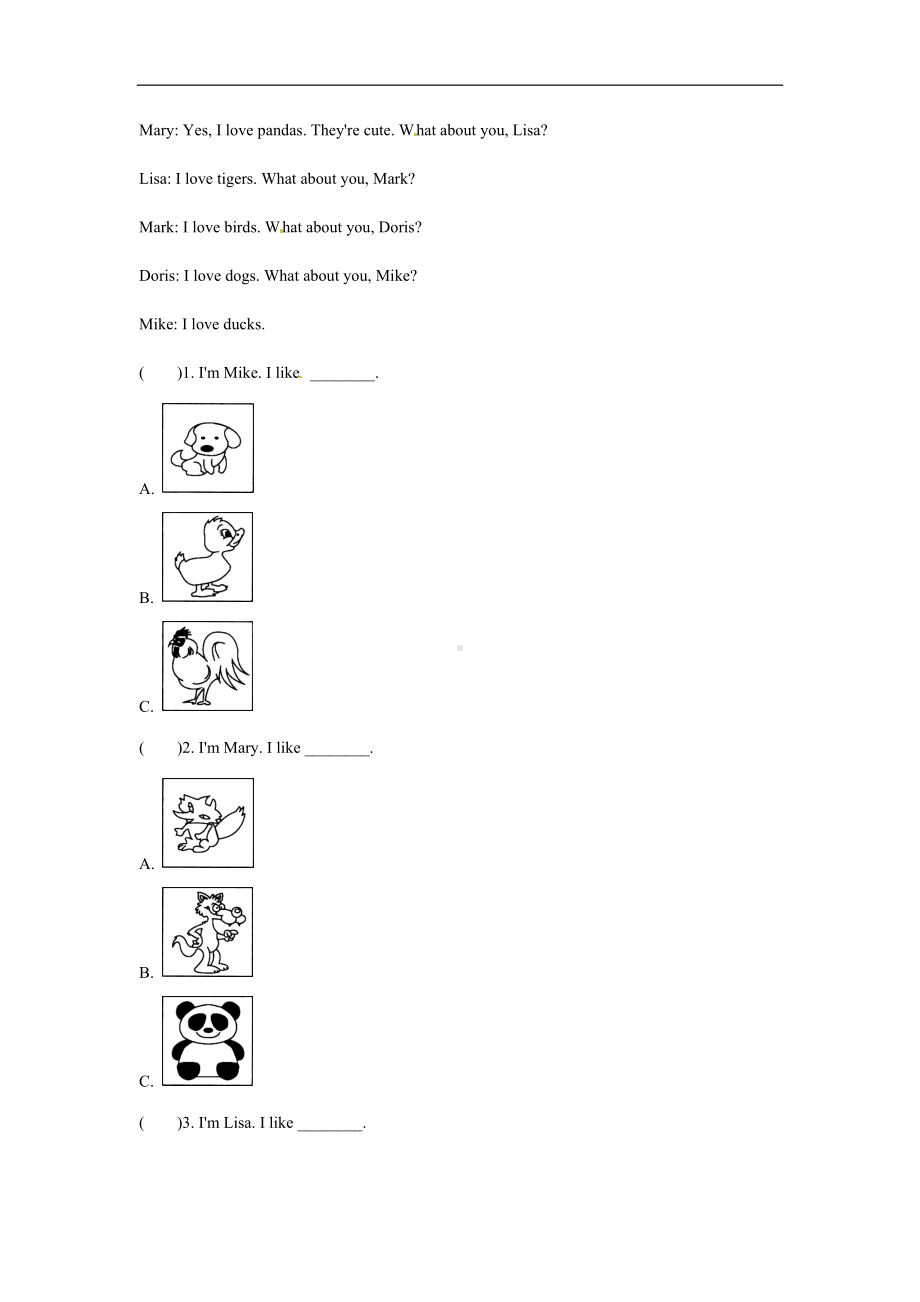 三年级上册英语专项测试- 阅读理解复习卷（含答案）.docx_第2页