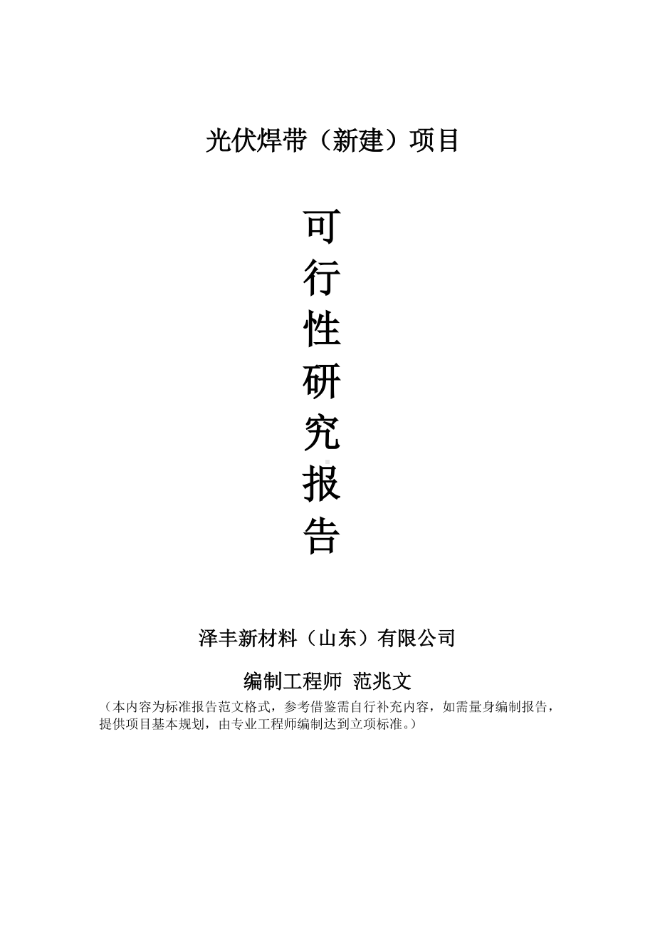 光伏焊带建议书可行性研究报告备案可修改案例模板.doc_第1页