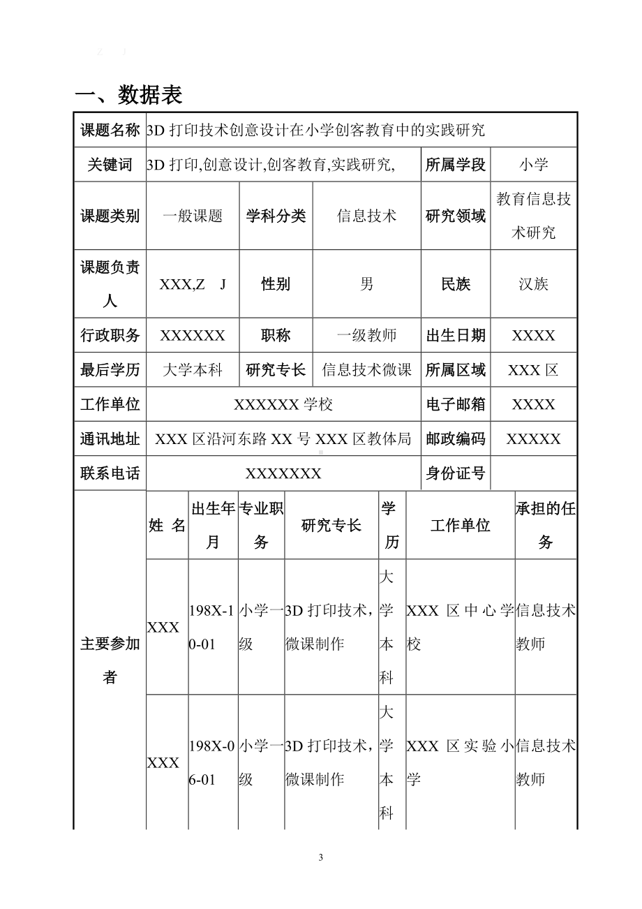 [开题报告]3D打印技术创意设计在小学创客教育中的实践研究（省级）.doc_第3页