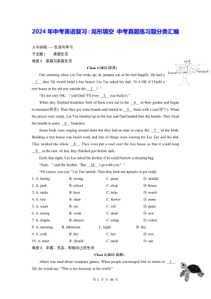 2024年中考英语复习：完形填空 中考真题练习题分类汇编（含答案解析）.docx