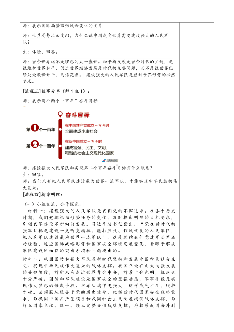 6.1强国必须强军（表格式 教案）-《习近平新时代中国特色社会主义思想》 学生读本 （初中）.docx_第2页