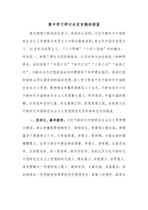 集中学习研讨会发言稿供借鉴.docx