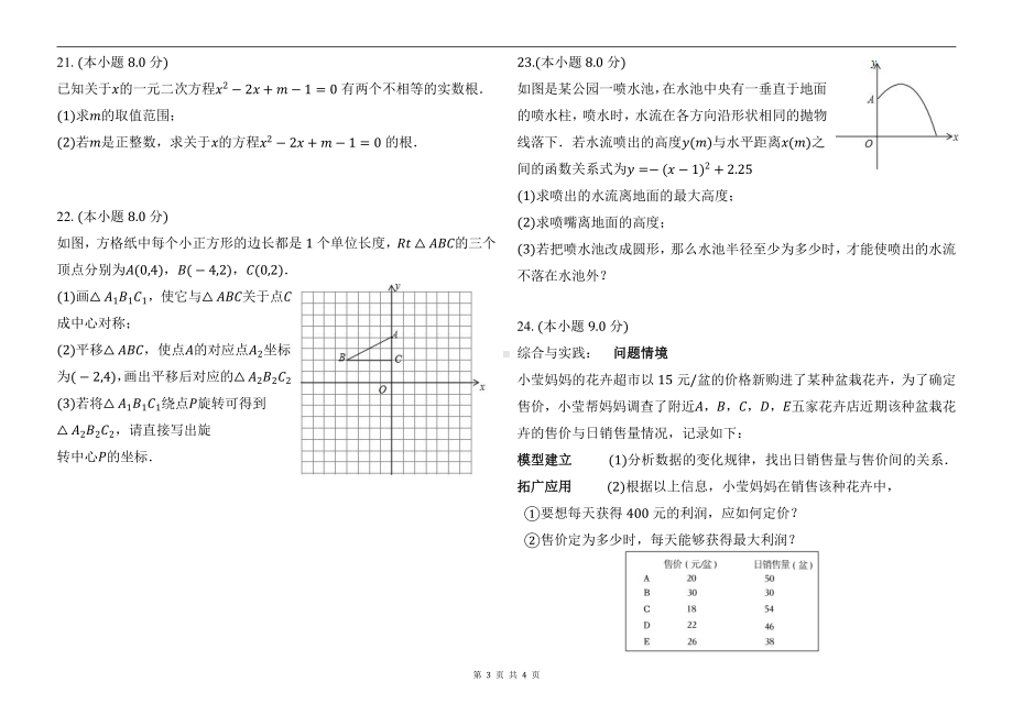 山东省济宁市汶上县南站中学2023-2024学年九年级上学期期中考试数学试题 - 副本.pdf_第3页